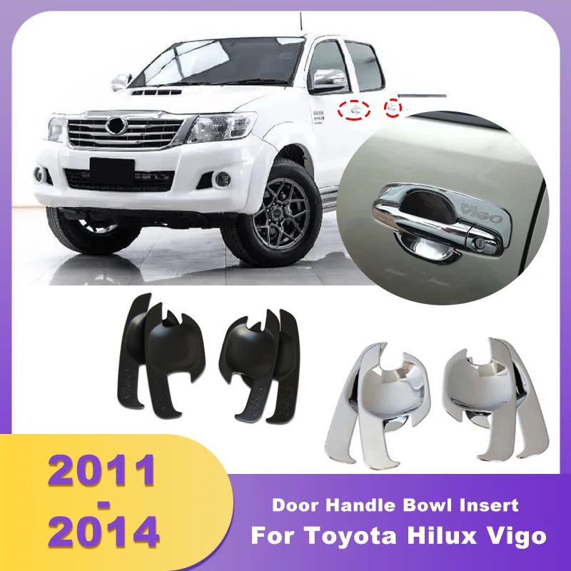 

ABS Chrome Door Handle Bowl Insert Handle Cover Exterior Handle Parts For Toyota Hilux Vigo 2011 2012 2013 2014
