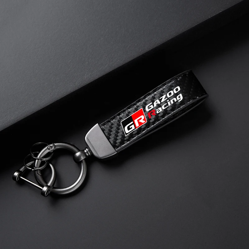 For Toyota GR Sport Gazoo Racing Supra Yaris 86 Corolla RAV4 Avensis Prado Prius Auto Leather Car Keychain Key Rings Accessories