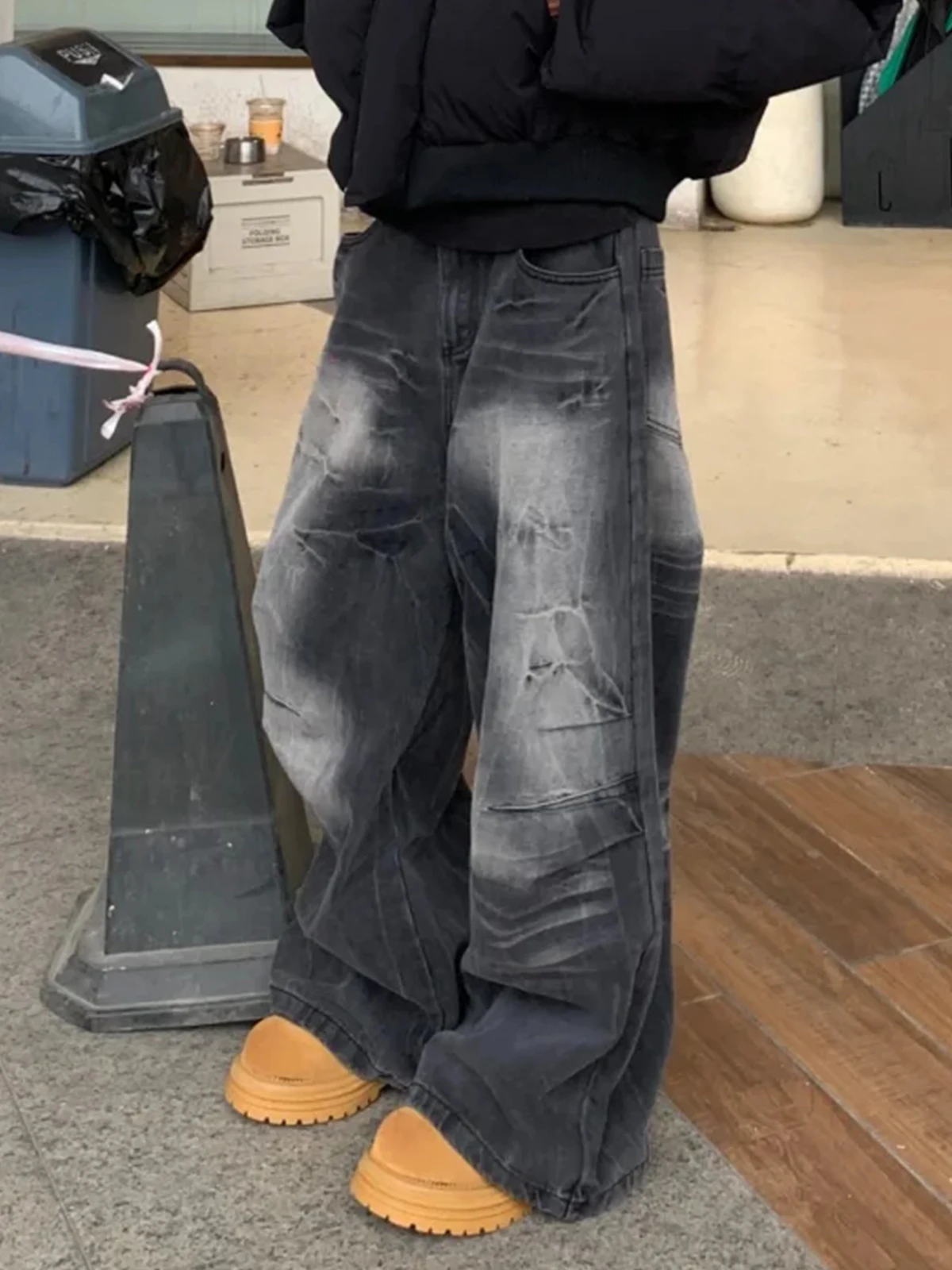 

Мужские джинсы American Street Sle, весенне-осенние свободные прямые брюки с широкими штанинами в стиле хип-хоп, повседневные брюки