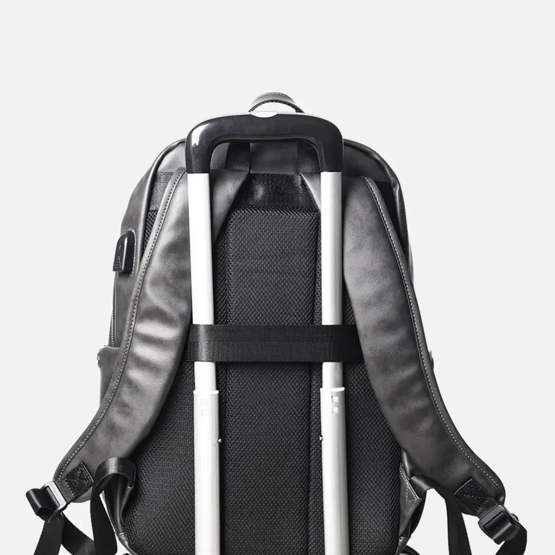 MiYoupin MONEY QUEEN Leather Business Backpack USB Travel Outdoor Backpack Campus Student Bag Laptop Bag Waterproof