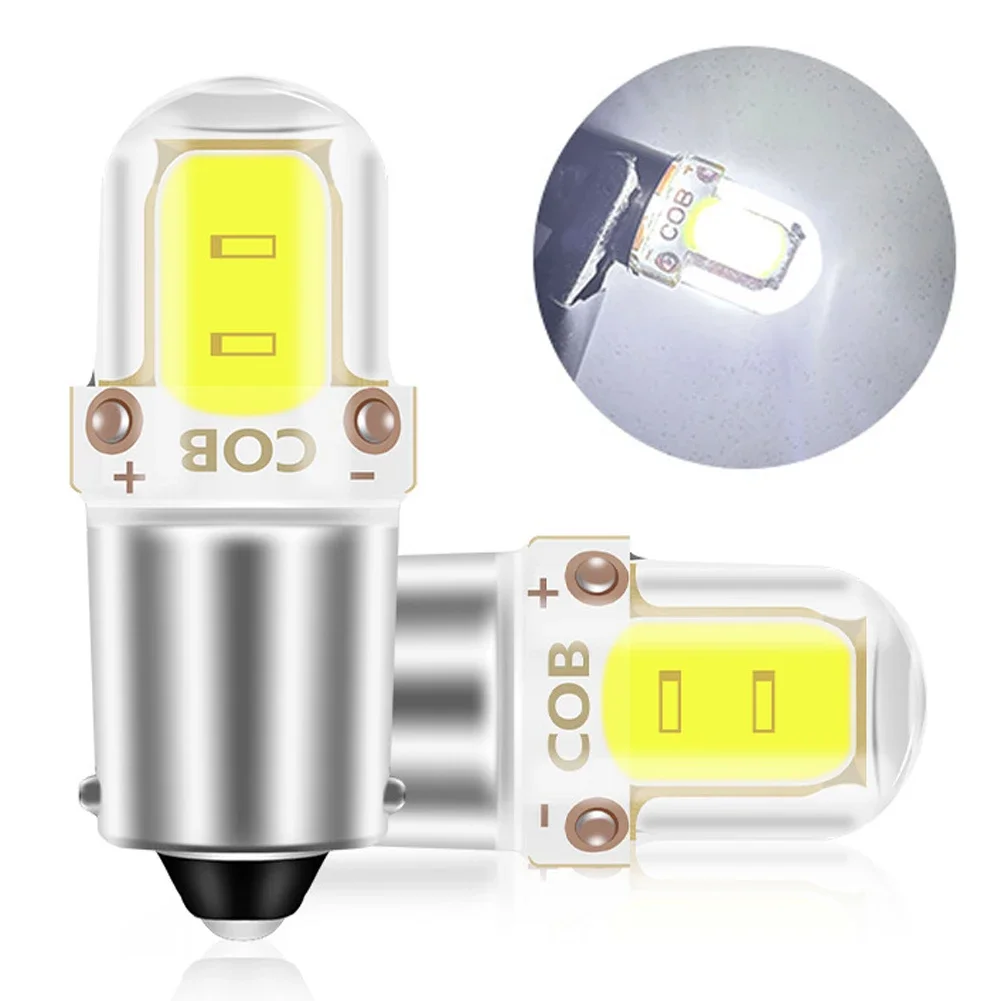 2PCS BA9S LED T4W H6W LED-CANBUS COB 2LED Bulb Car Interior License Plate Light Marker Reading Auto Lamp White 6000K 12V