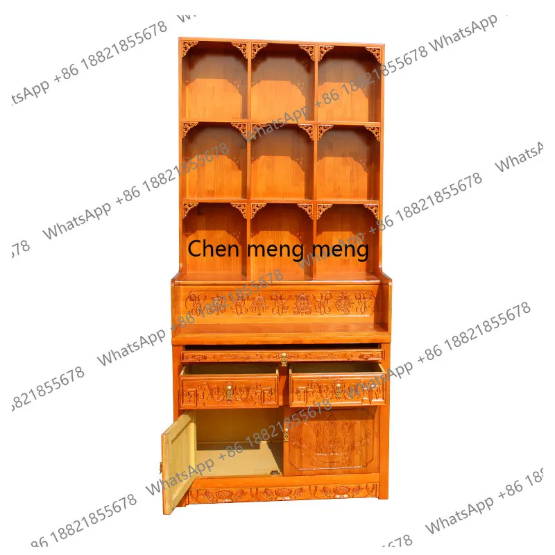 

solid wood carved buddha shrine cabinet - home altar offering table buddha cabinet