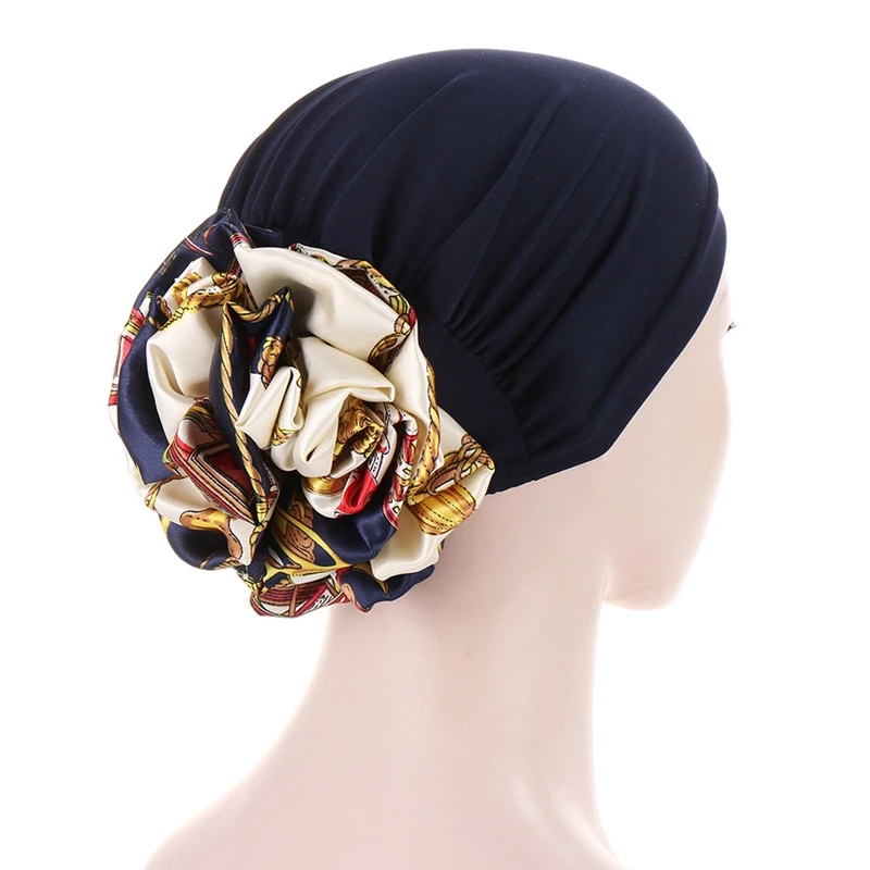 Women Fashion King Flower Turban Hair Accessories Wedding Turban Beanie Hat Ladies Scarf Cap for Hair Loss Fashion Hijab