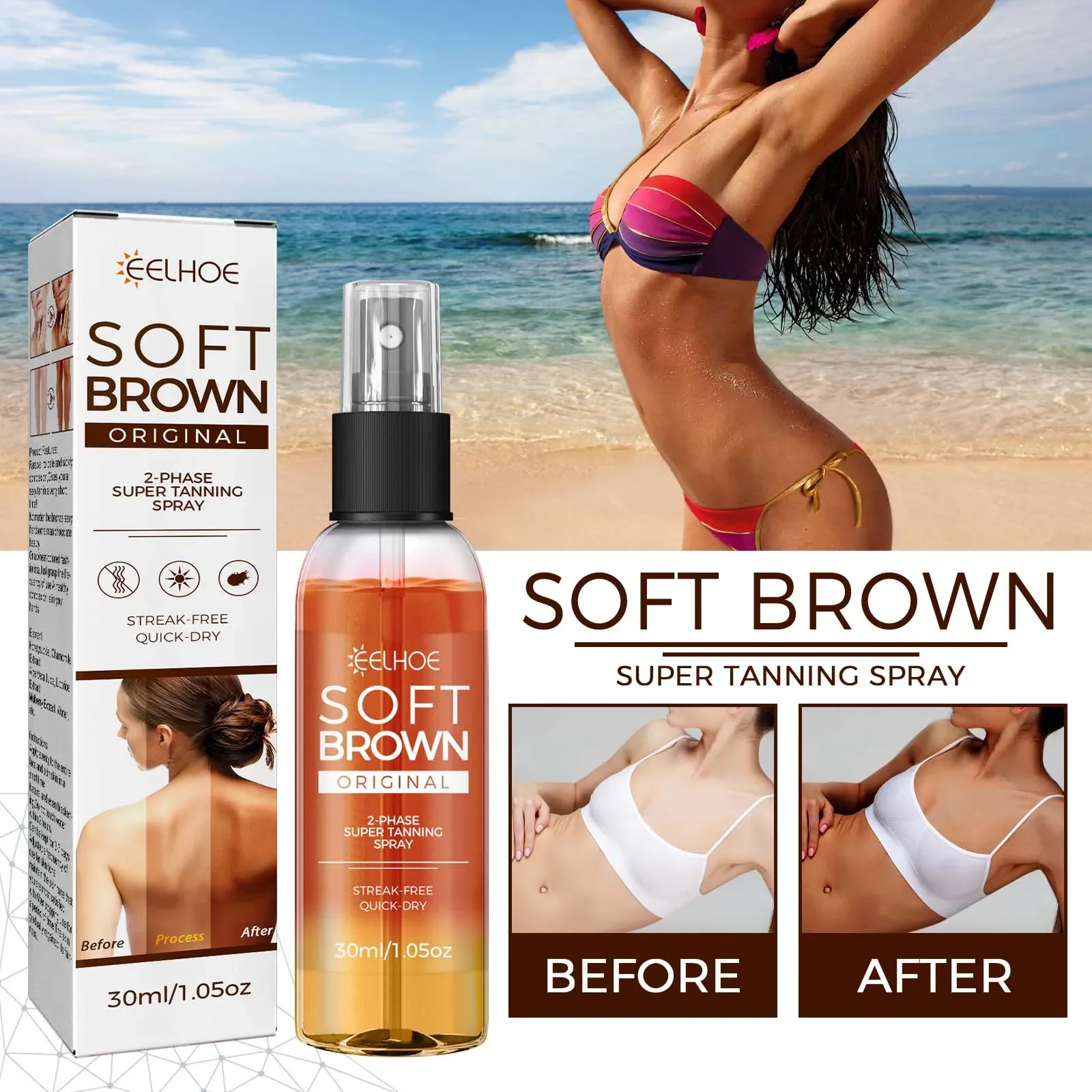 Tanning Spray Accelerate Darker Natural Sunless Booster Solarium Hydrating Smooth Long Lasting Sunbathing Bronzer Tanning Mousse