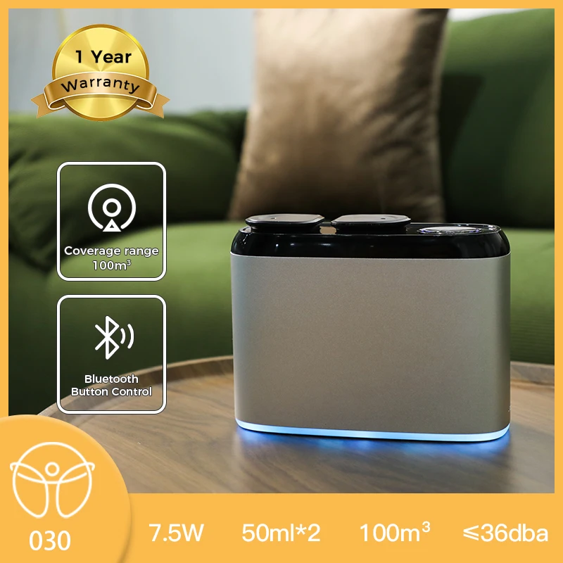

100m³ USB Charge Home Aroma Diffuser Room Fragrance Air Freshener Double Nozzle Set Two Odors Flavoring Bluetooth APP