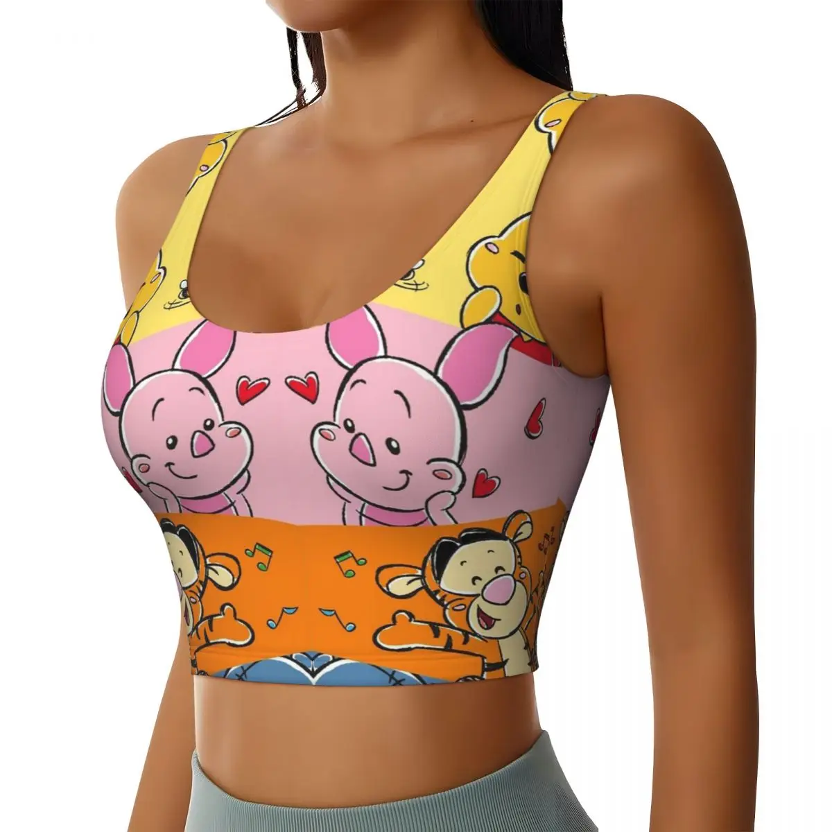 Custom Piglet Family High Impact Sports Bras for Women Seamless Workout Running Crop Tank Tops