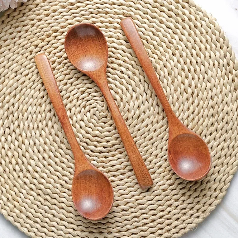 Cuchara de madera de bambú para cocina, utensilio de cocina de 1 piezas, herramienta para sopa, cucharadita de Catering, Cucharas de cena