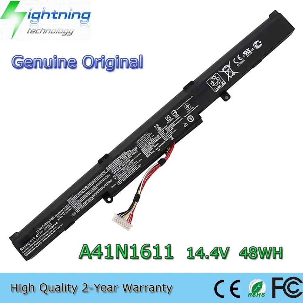 

New Genuine Original A41N1611 14.4V 48Wh Laptop Battery for ASUS ROG GL553 GL553VW GL553VD GL553VE GL753V A41LP4Q 4INR19/66 etc.