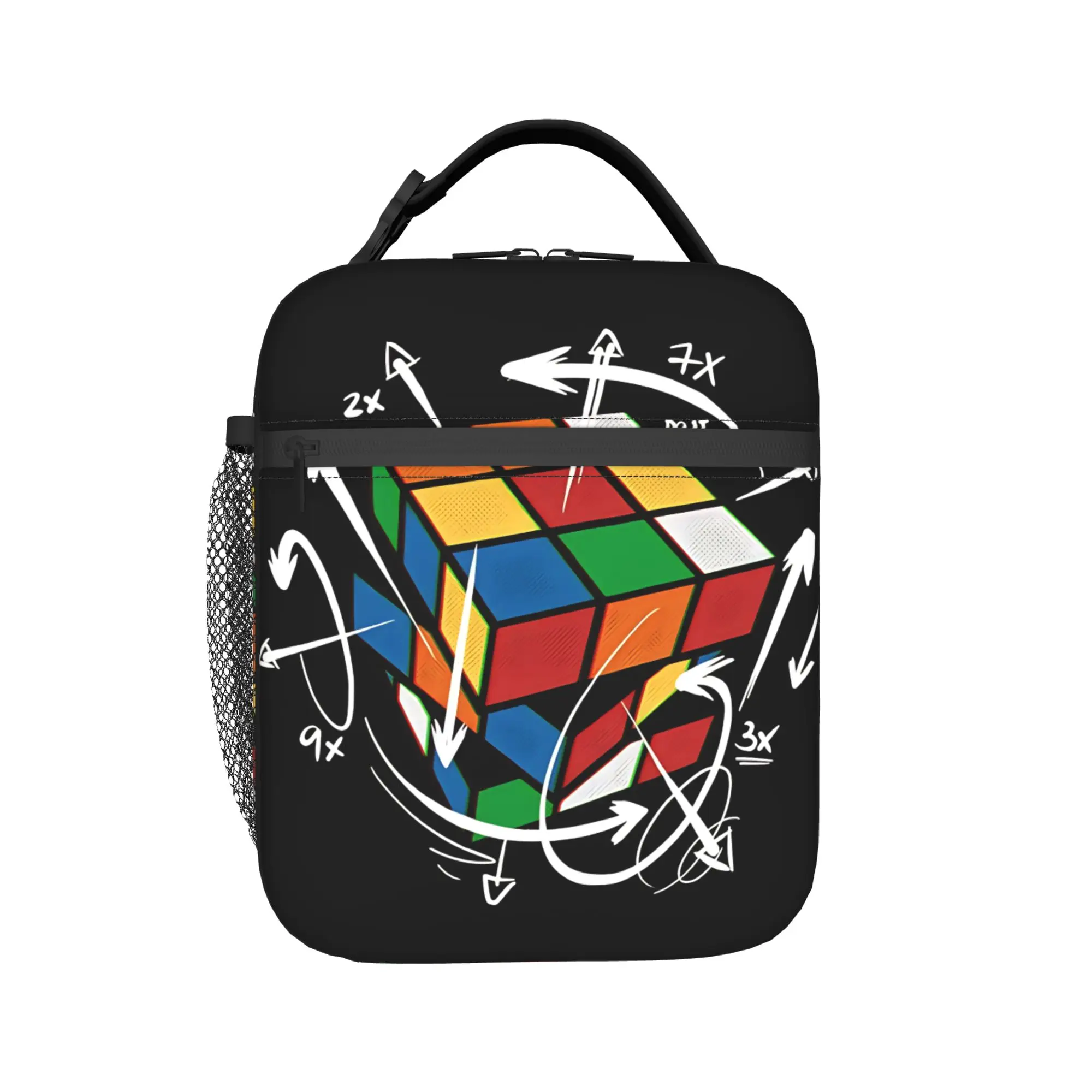 Math Rubiks Player Cube Math Lovers Lunch Bag Travel Lunch Box For Girls Aesthetic Thermal Tote Handbags Oxford Cooler Bag