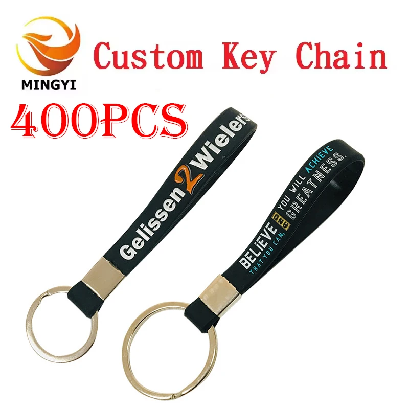 400PCS Custom Silicone Keyrings Personalized Customized Keychains Customizable Key Chains DIY for All Events Parties Promotions