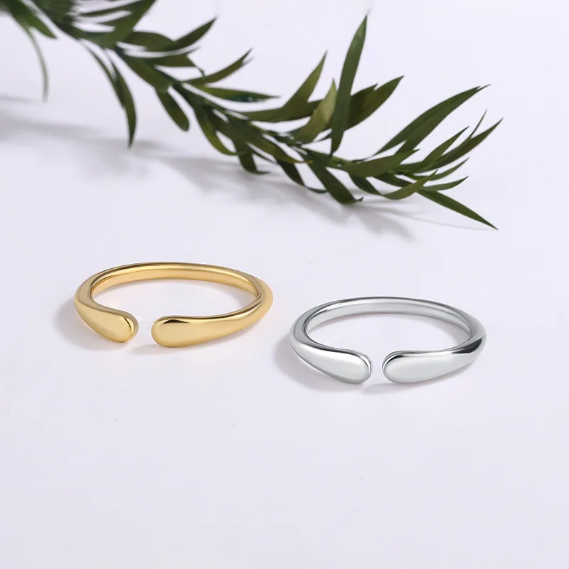 

925 Sterling Silver Smooth Surface Simple Adjustable Rings For Women Engagement Wedding Jewelry Accessories Wholesale Argent 925