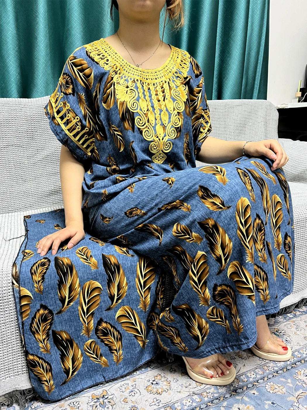 Muslimische abayas für frauen 2024 neue baumwoll bedruckte florale marok kanis che kaftan afrikanische islam nigeria boubou maxi kleider mit kopftuch