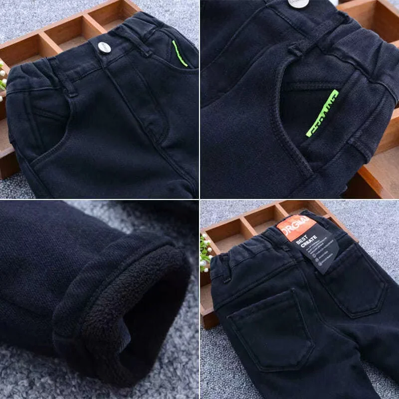 

Winter Thicken Plush Velvet Lined Jeans Children New Warm Slim Pencil Denim Pants Skinny Ankle-length Leggings Vaqueros