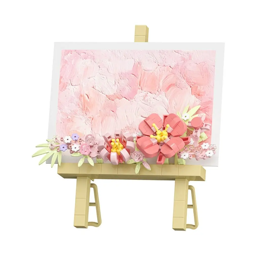 Blume Malerei Regal Baustein Sets Bunte Mini Blume Gebäude Spielzeug Geschenk DIY Baustein Puzzle Spielzeug Nachricht Aufkleber