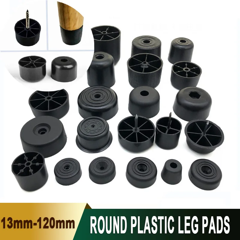 

2-50pcs Heavy Duty Sofa Furnitures Leg Caps 24-58mm Diameter Plastic Adjustable Feet Anti-Noise Desk Chair Glides With Nail Tips