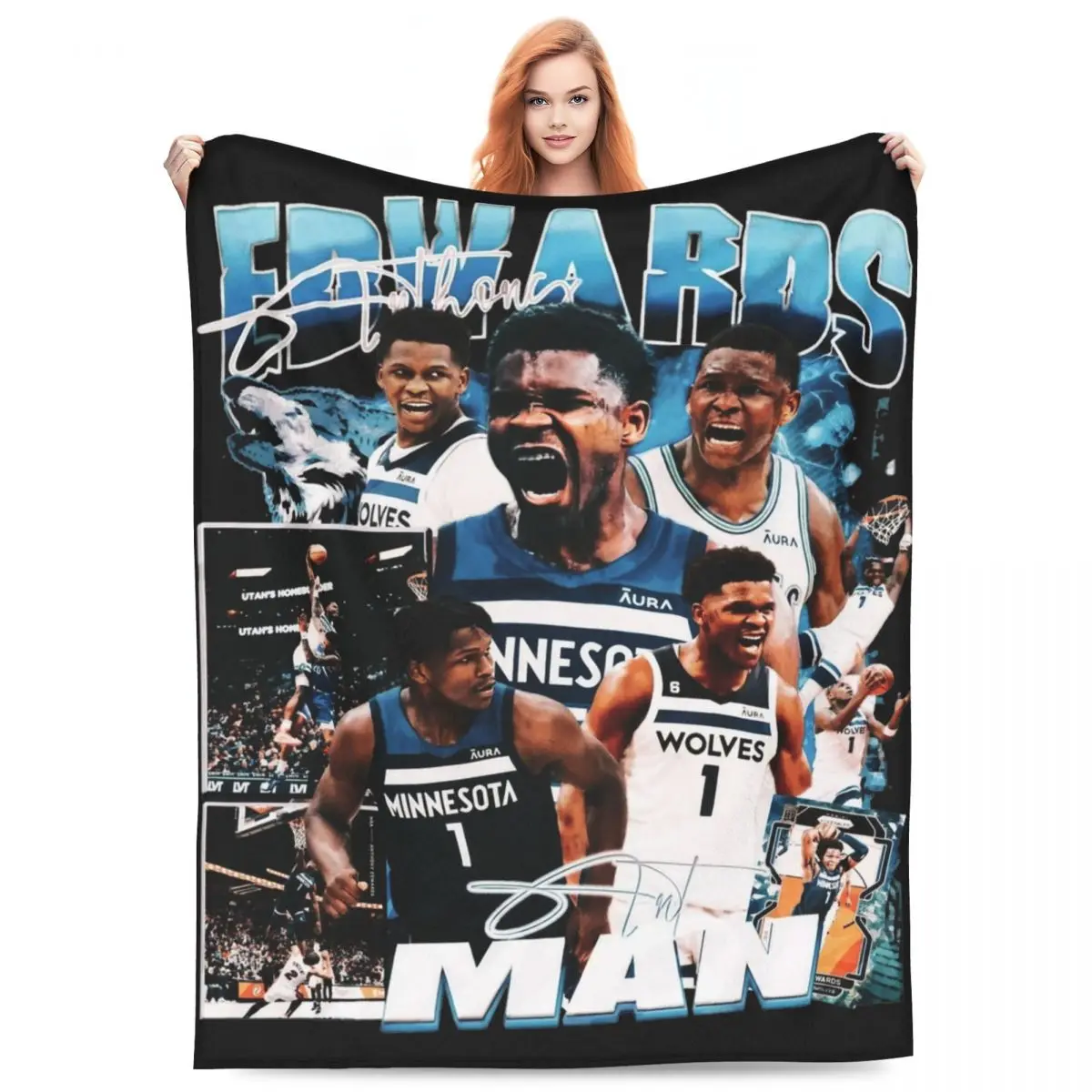 

Relax Vintage Anthony Edwards Ant Man Bootleg Blanket Bedding Decorative ANT Basketball Sports Throw Blanket Ultra-Soft