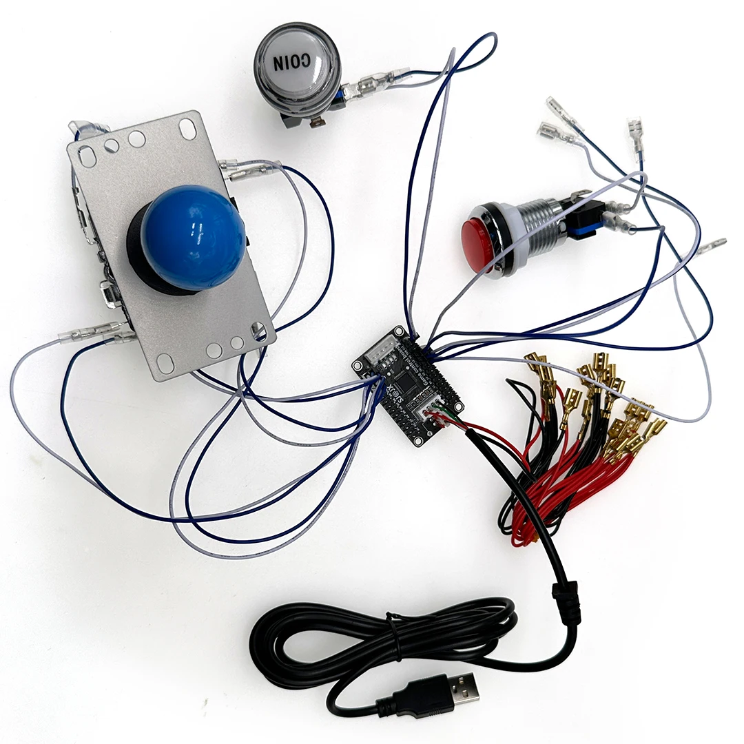 Arcade DIY Kit Zero Delay Encoder, Game Joystick, COIN 2 Speler drukknop met LED Light Micro-schakelaar voor pc