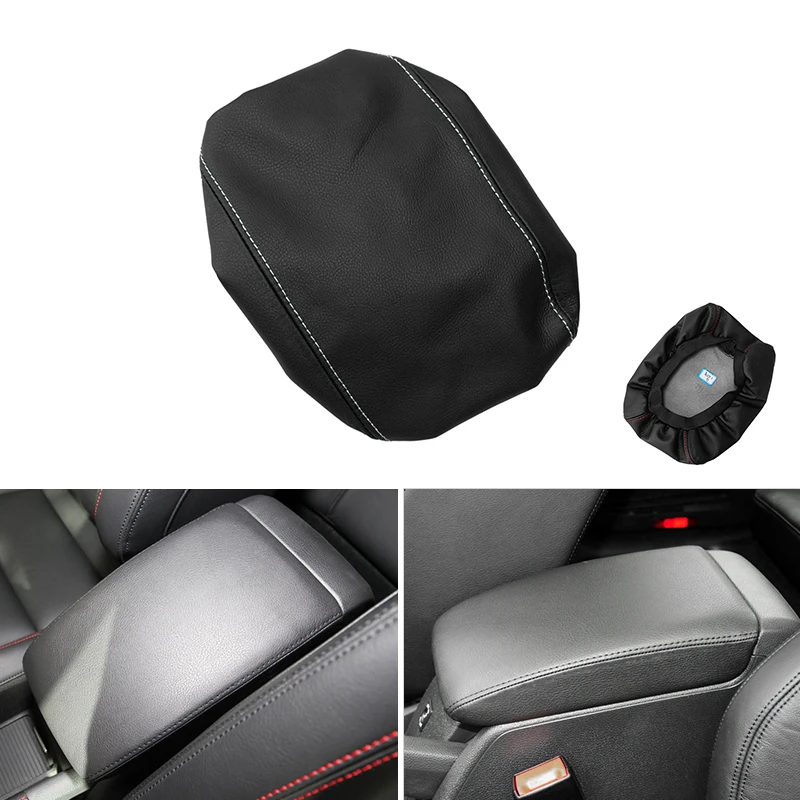 Microfiber Leather w/ 1 Red / White Line Interior Center Armrest Box Cover Protective Trim For VW Golf 6 MK6 2010 2011 2012 2013