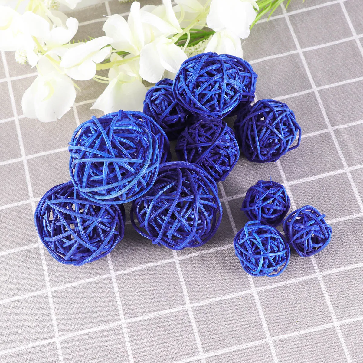 

15Pcs Rattan Ball Decorative Set Dark Blue 3cm 4cm 5cm Wedding Christmas Party Hanging Ornament Home Garden Craft