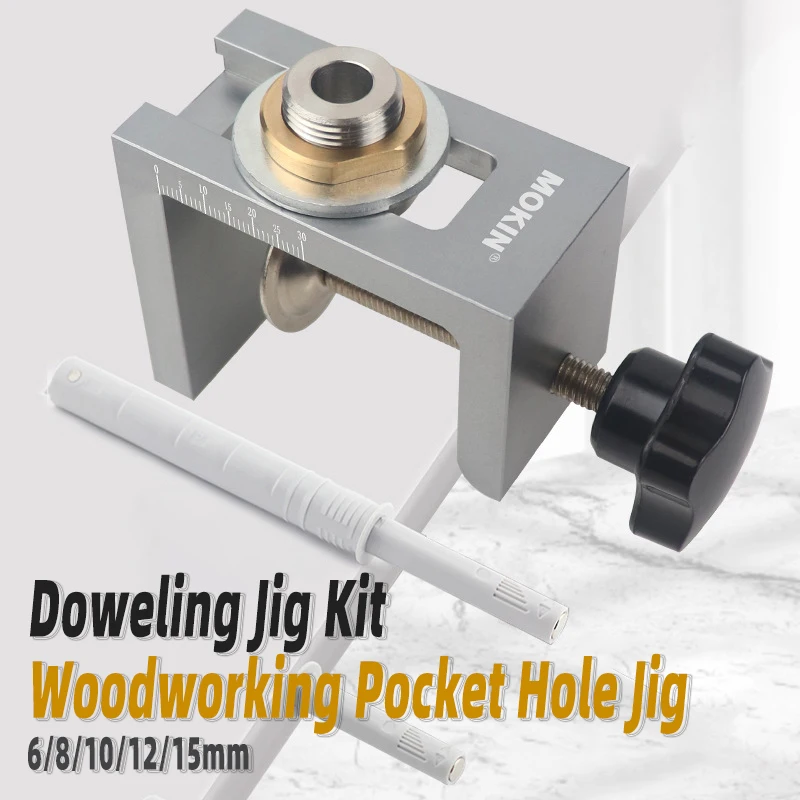 Doweling Jig Kit Pocket Hole Drilling Guide Cabinet Door Rebounder Drill Sleeve for Woodworking Punching Household DIY Tool