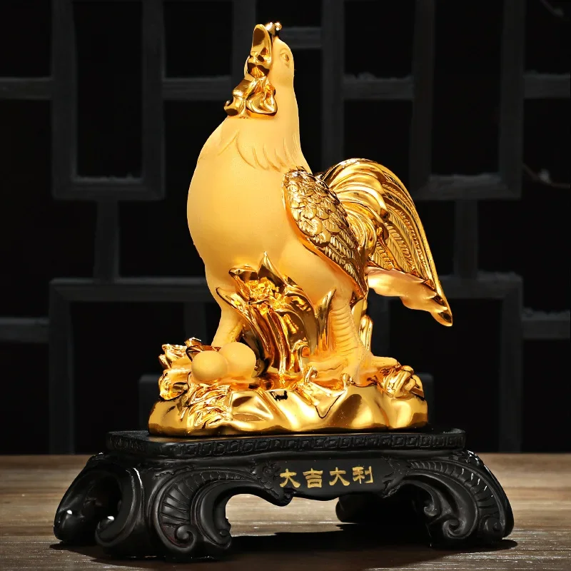 Rooster Year gifts velvet sand Golden Rooster resin crafts zodiac Golden Rooster Chinese decoration shop insurance company gifts