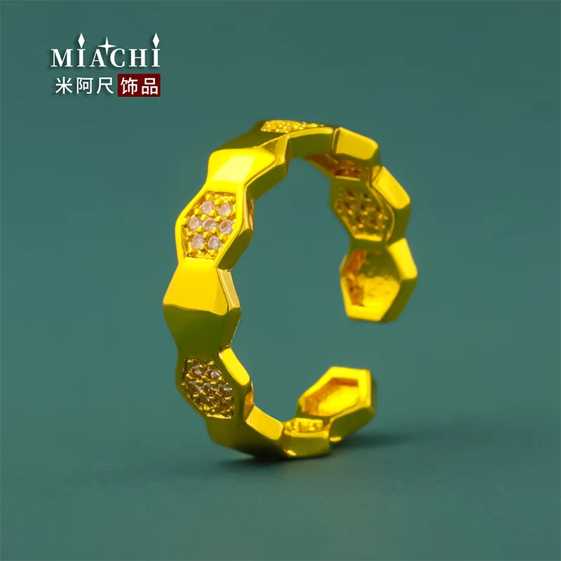 

2026 Durable Fadeless Gold Plated Copper Geometric Starburst Adjustable Open Ring For Women Elegant Unique Premium Stylish Finge