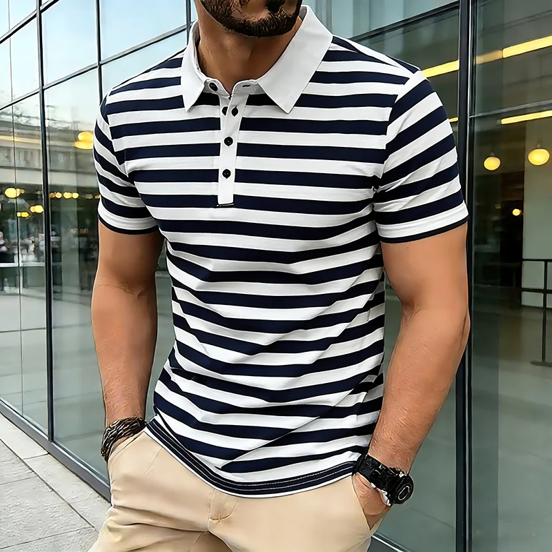 Men Summer Polo T-shirts Short Sleeve Stripe Man Tops Polo Tees Shirts Lapel Collar Combination T shirt Sweatshirt Tshirts T16