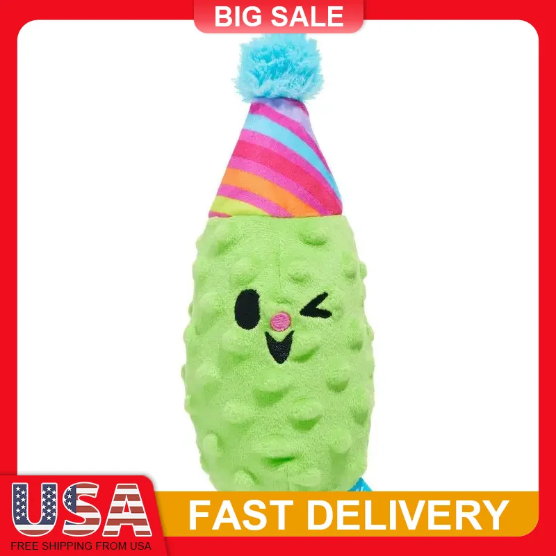 

Party Pickle Pedro Dog Toy Squeaker Crinkle Plush Chew Puppy Toy Fun Pickle Shape Pet Gift for Dogs All Sizes