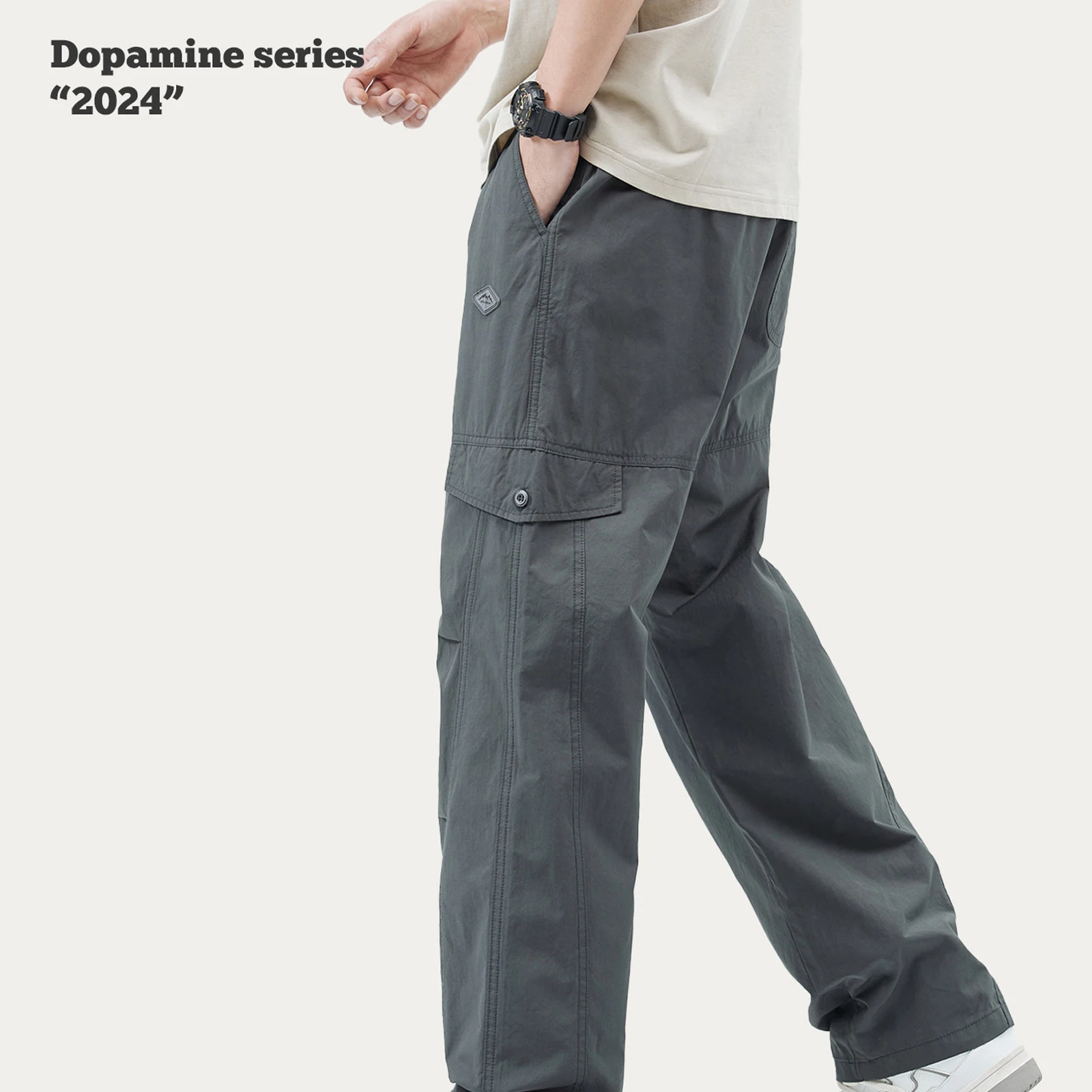 

Men's High Street Trousers Classic Parachute Cargo Pants Summer Fit Wide Leg Trousers Unisex High Quality Y2K Casual Pants Male