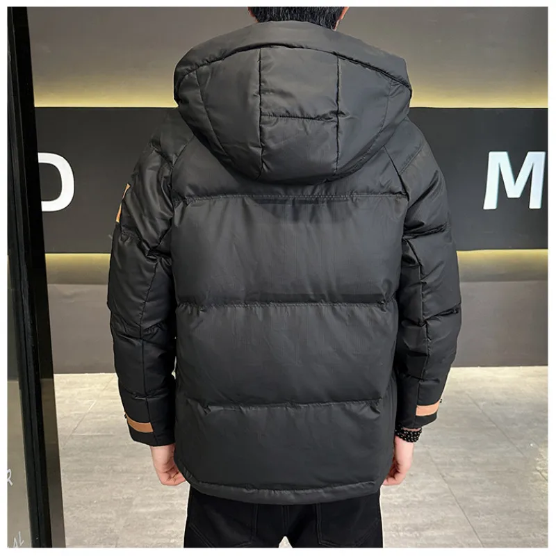 Casual masculino quente com capuz pato branco para baixo jaquetas 2024 inverno de alta qualidade à prova vento puffer casacos juventude streetwear para baixo roupas