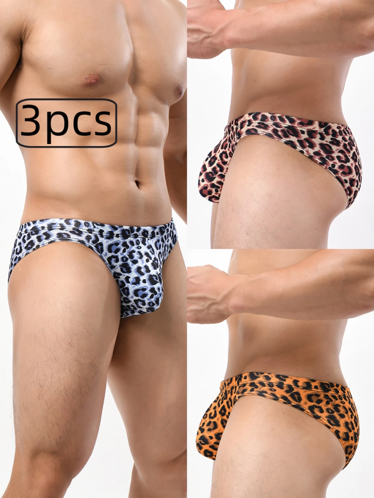 

Комплект из трех предметов: мужские сексуальные удобные и дышащие трусы с леопардовым принтом, подходят для всех сезонов, повседневное и стильное нижнее белье.