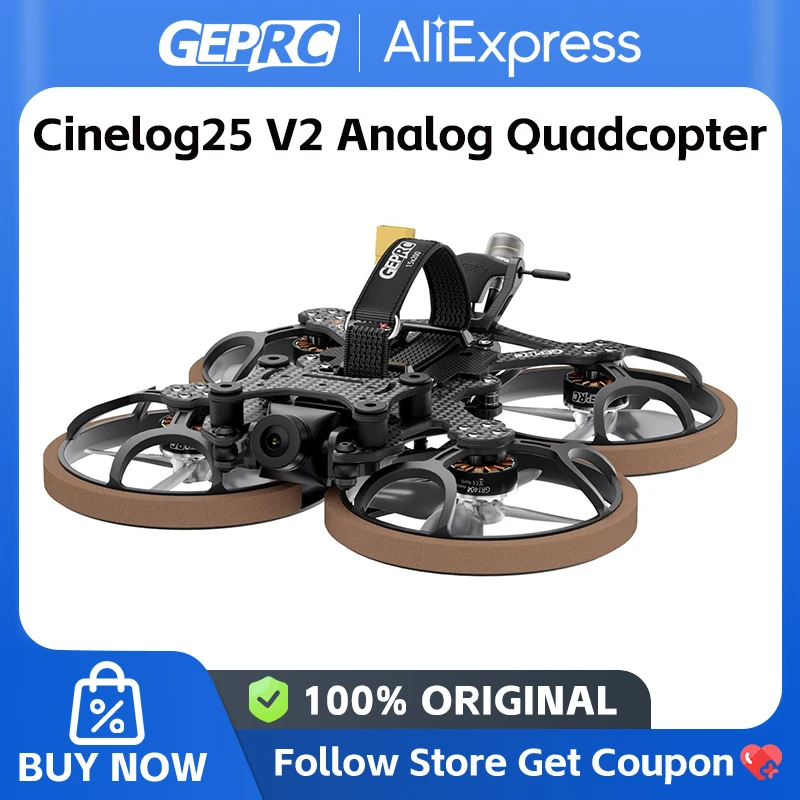 GEPRC-cuadricóptero analógico Cinelog25 V2, Dron FPV de 2,5 pulgadas con Caddx Ratel2 integrado para interiores y exteriores, control de vuelo dentro de 250g
