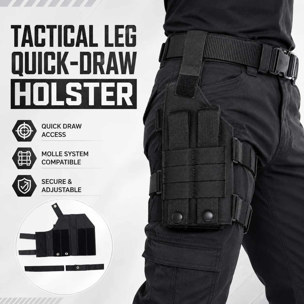Tactical Leg Holster MOLLE Quick Release Thigh Holster Adjustable Outdoor Gear CS Training Leg Bag