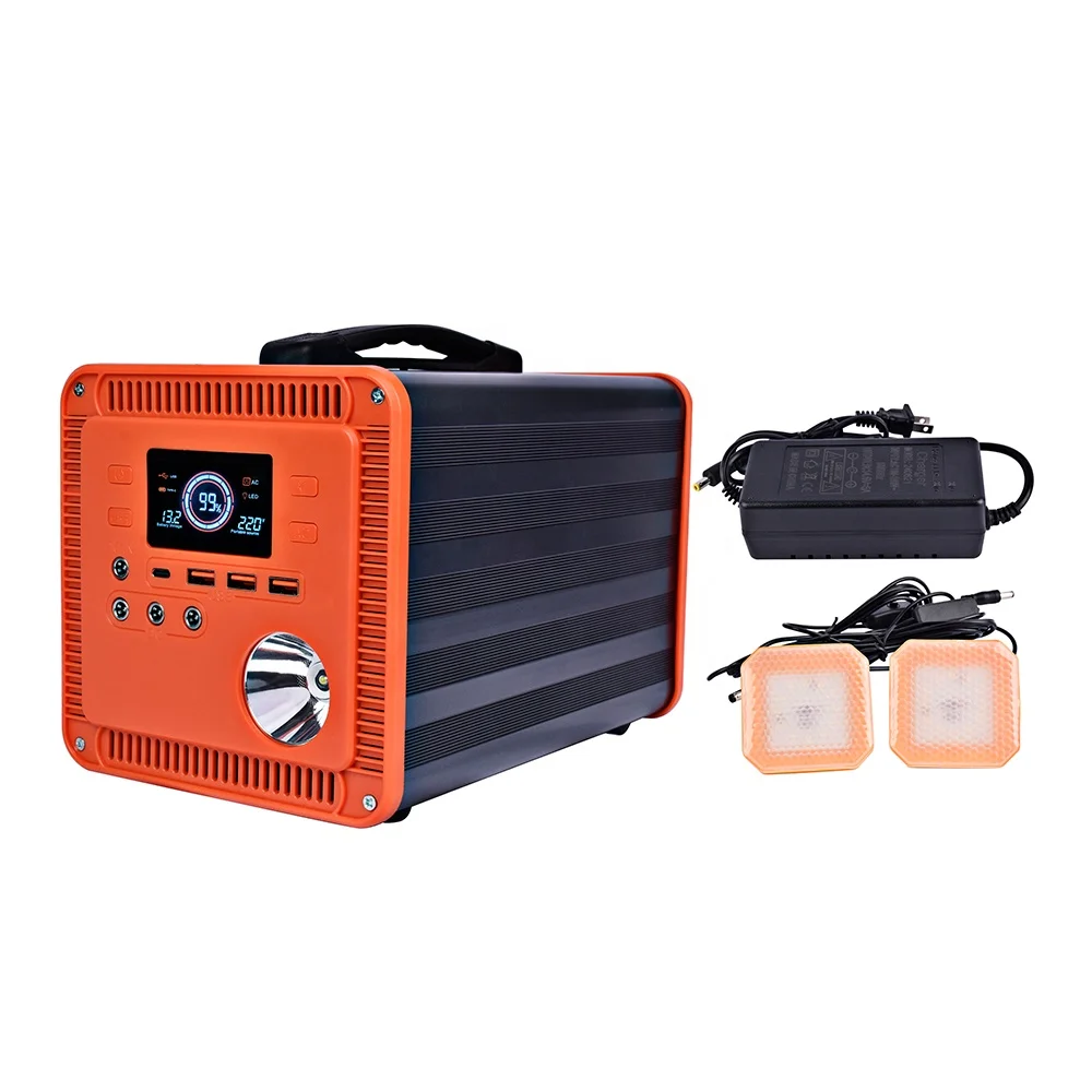 

500W Lithium Battery Solar Energy System Portable Power Station With Lam Bulbs Home Lighting Phone Charger For Outdoor