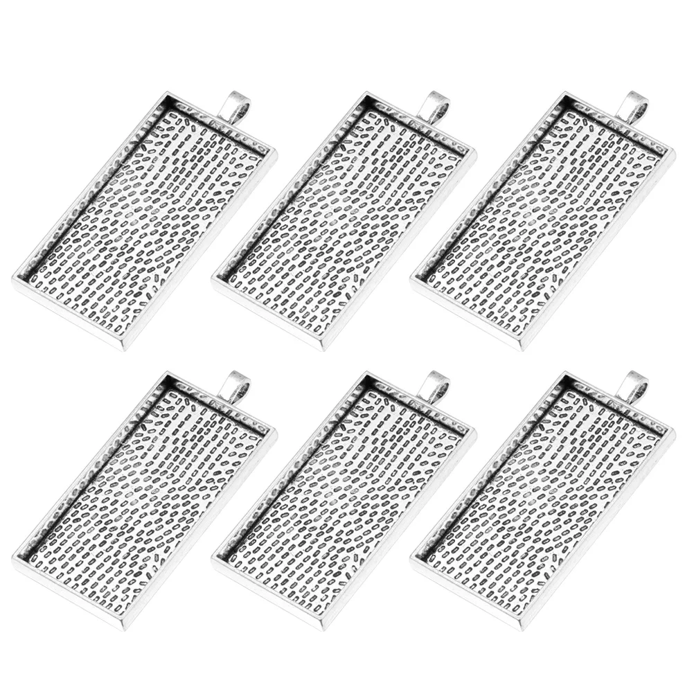 

10Pcs Vintage Alloy Pendant Trays Silver Electroplated DIY Craft Supplies for Resin Cameo Jewelry Photo Making