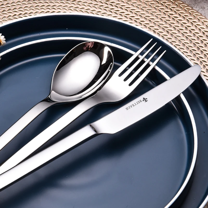 

Modern Thicken Cutlery Set 304stainless Steel Kitchen Luxury Nordic Silver Dinnerware Set Cubiertos Wedding Decoration EC50CJ
