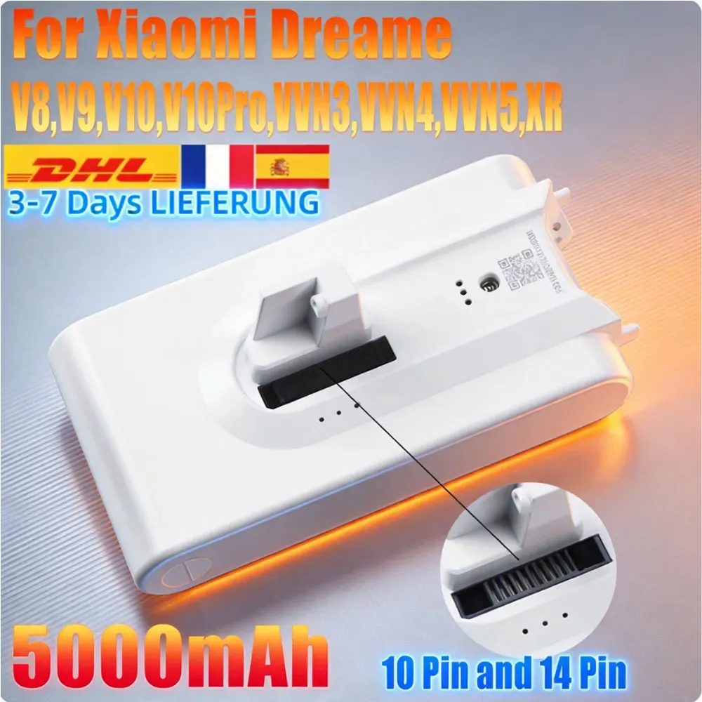 Für Xiaomi Ersatz-Staubsauger – Ersatzakku Dreame V8 V9 V10 V10Pro VVN3 VVN4 VVN5 XR Lithium-Ionen-Akku (5000 mAh)