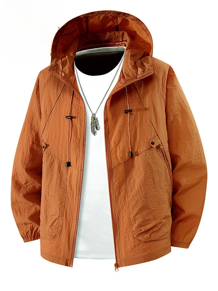 

Men's Summer Lightweight Loose Ice Silk UV Protection Jaet Hooded Outerwear Breathable Comfortable Faionable TUCANO