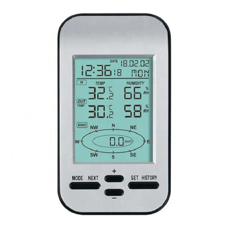 풍속 테스터 및 방향 센서 포함 무선 기상 관측소 시계, 온도 일기 예보, RF 433Mhz