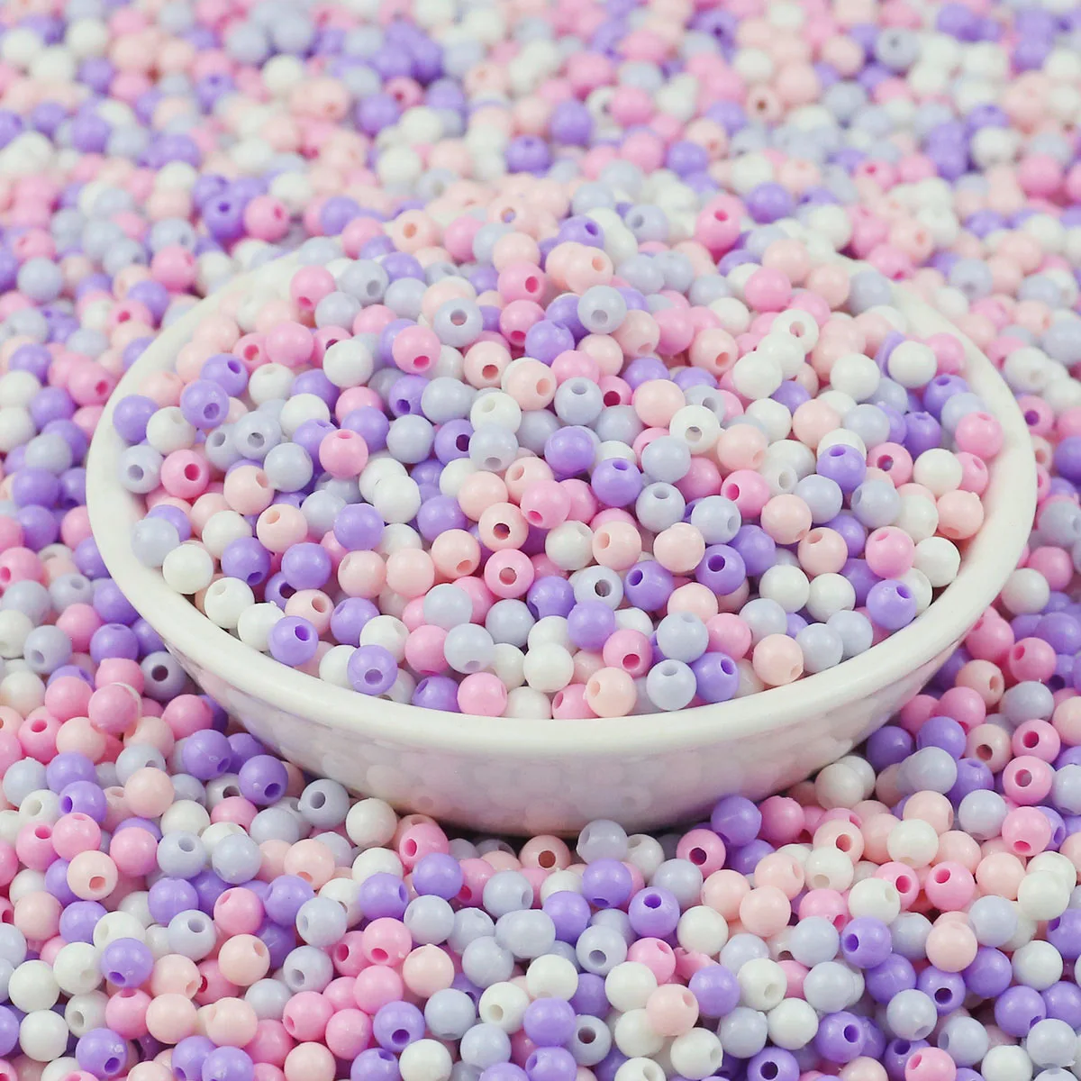 4mm 1000pcs Acrylic Mixed Purple Milk Bead Violet CCB Round Loose Spacer Rice Beads For Jewelry DIY Necklace Bracelet Accessorie