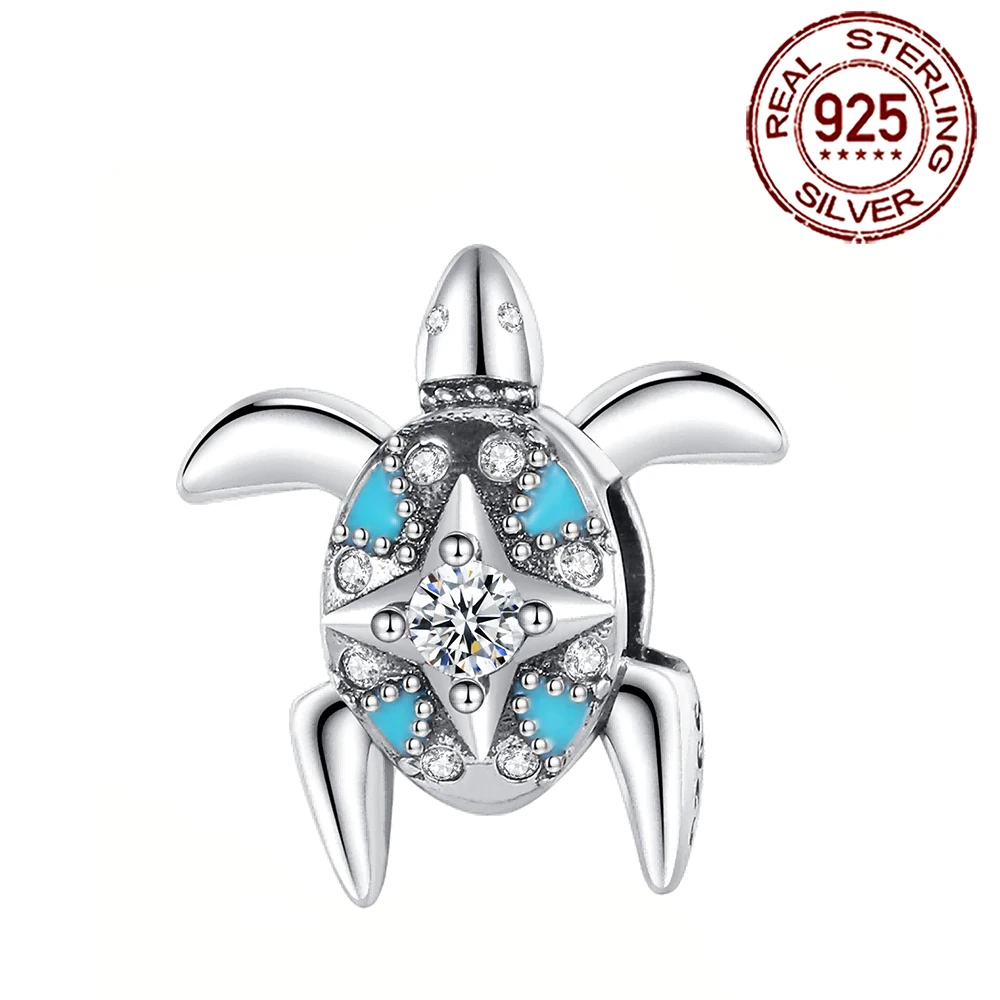 

Ahthen 925 Sterling Silver Hot Sale Beads Sea turtle Dangle Charm fit Snake Chain Bracelets Necklaces for Women Jewelry Making