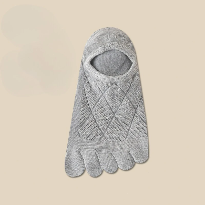 5 أزواج من الجوارب الرجالية الربيعية والصيفية الرقيقة بخمسة أصابع تسمح بمرور الهواء وتمتص العرق ومقدمة مقسمة ومنخفضة القطع والفم الضحل للرجال