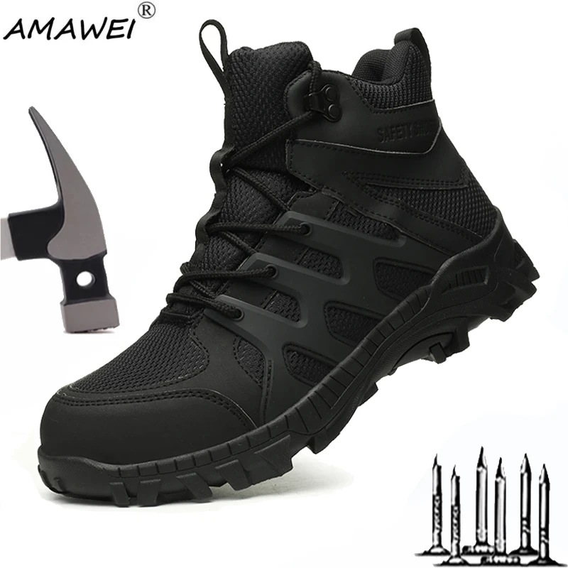 Work Boots Indestructible Safety Shoes Men Steel Toe Shoes Puncture-Proof Sneakers Male Footwear Shoes Women Non Slip Work Shoes