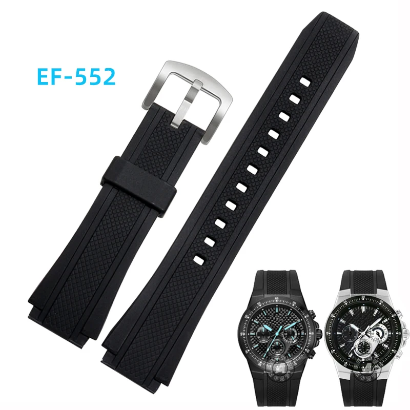 Silicone Watch Band 25*20mm Watchband for Casio Edifice EF552 EF-552D-1AVUDF Waterproof EF-552 Rubber Sport Men\'s Bracelet Strap