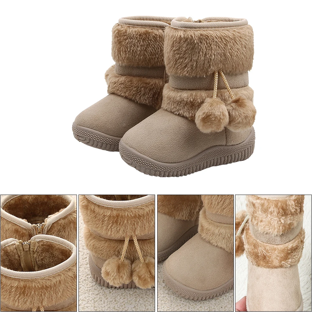 

1 Pair Baby Toddler Prewalker Winter Warm Snow Boots Non-Slip Soft Bottom Shoes For Girls Walking Comfortable Lightweight