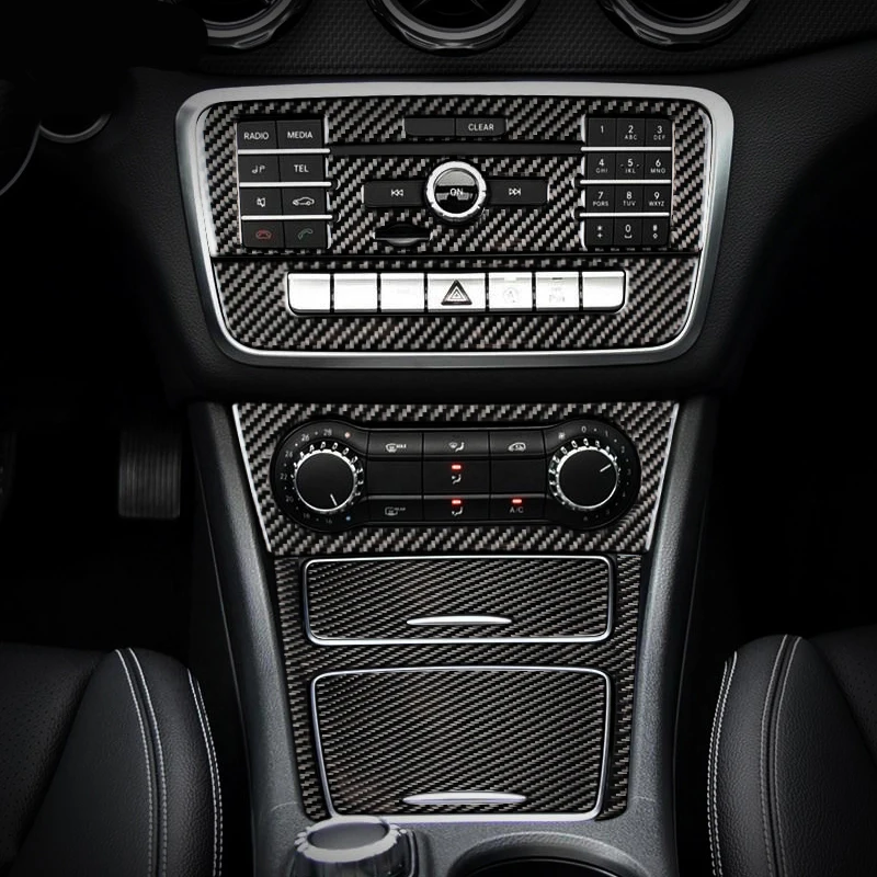 Car Styling Carbon fiber interior button panel Decoration Cover Trim Sticker frame For Mercedes Benz A Class W176 GLA X156 CLA