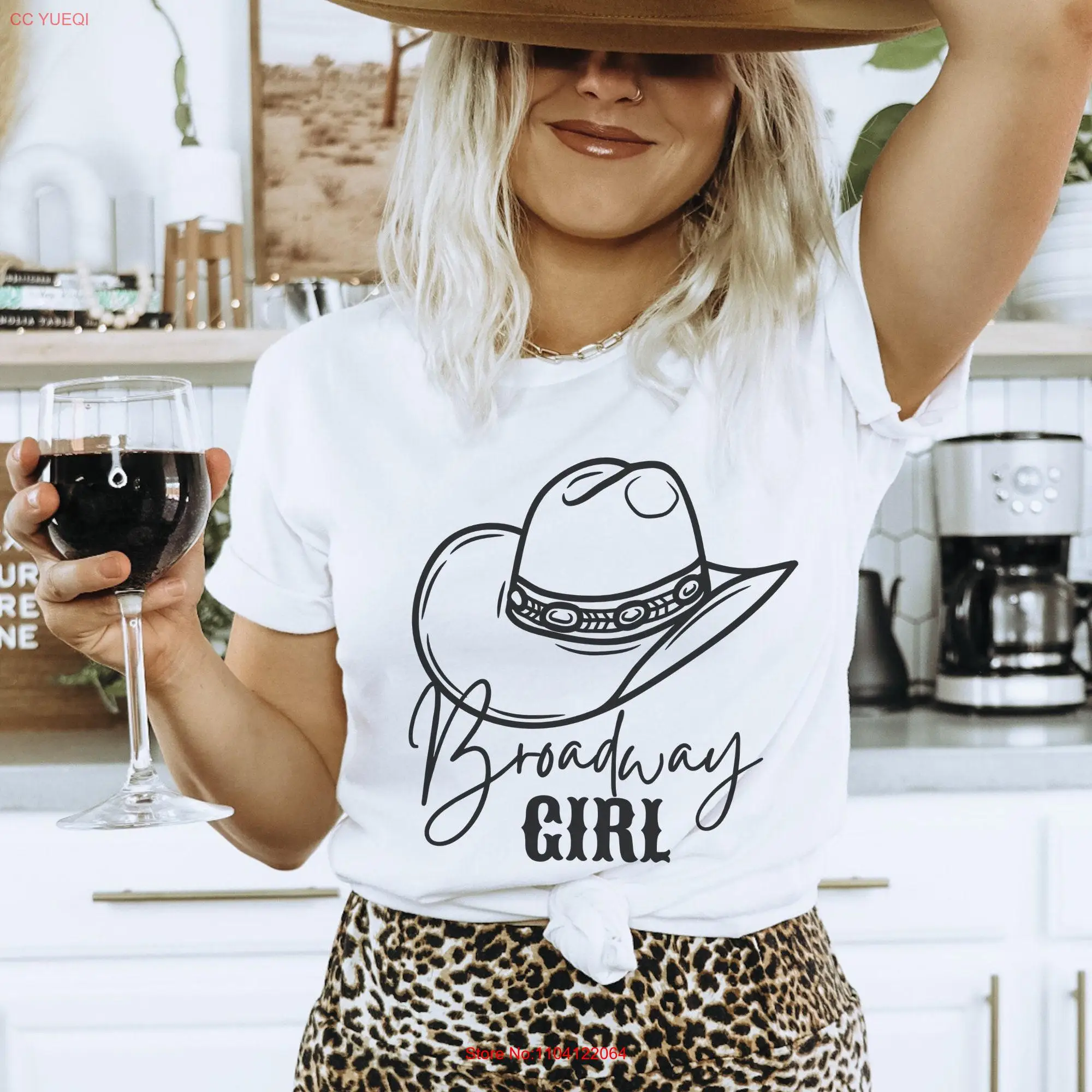 برودواي فتاة تي شيرت اترك لهم الفتيات وحديدا ناشفيل كونتري كلمات غربية طويلة أو قصيرة الأكمام