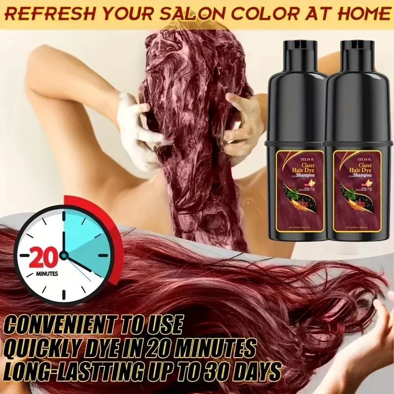 

BOGO Fast Hair Color Shampoo Deep Wine Red Ginger Ginseng White Hair Cover Dyeing Nourishing Treatment