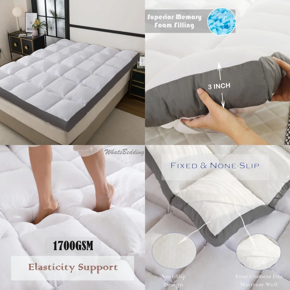 

MattressesKing Size Memory Foam Mattress Topper for Cooling and Warming Comfort