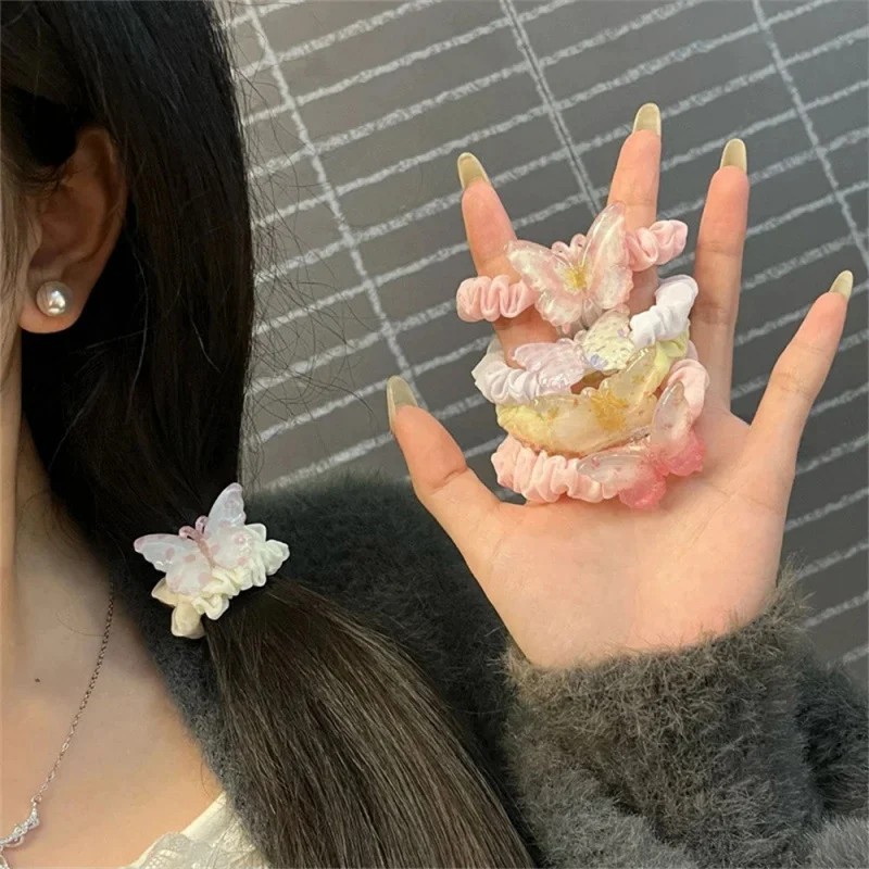 Transparent Colorful Small Intestine Loop Fairy Double Ponytail High Elasticity Hair scrunchies